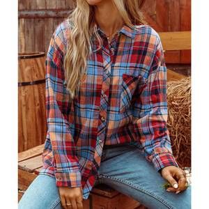 NEW FASHIONWORKS plaid print poose vintage shirt top in red